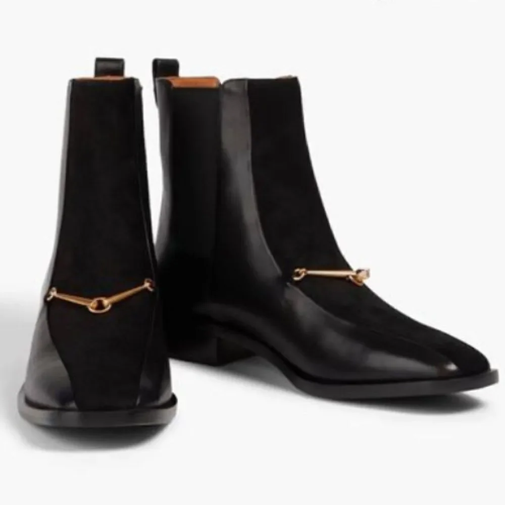 Tory Burch Women's Black Equestrian Link Chelsea Ankle Boots Size 8.5(M)